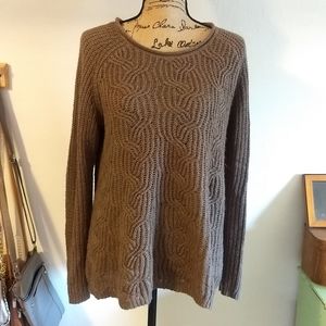 Sonoma Petite Large Coffee Cable Knit Sweater